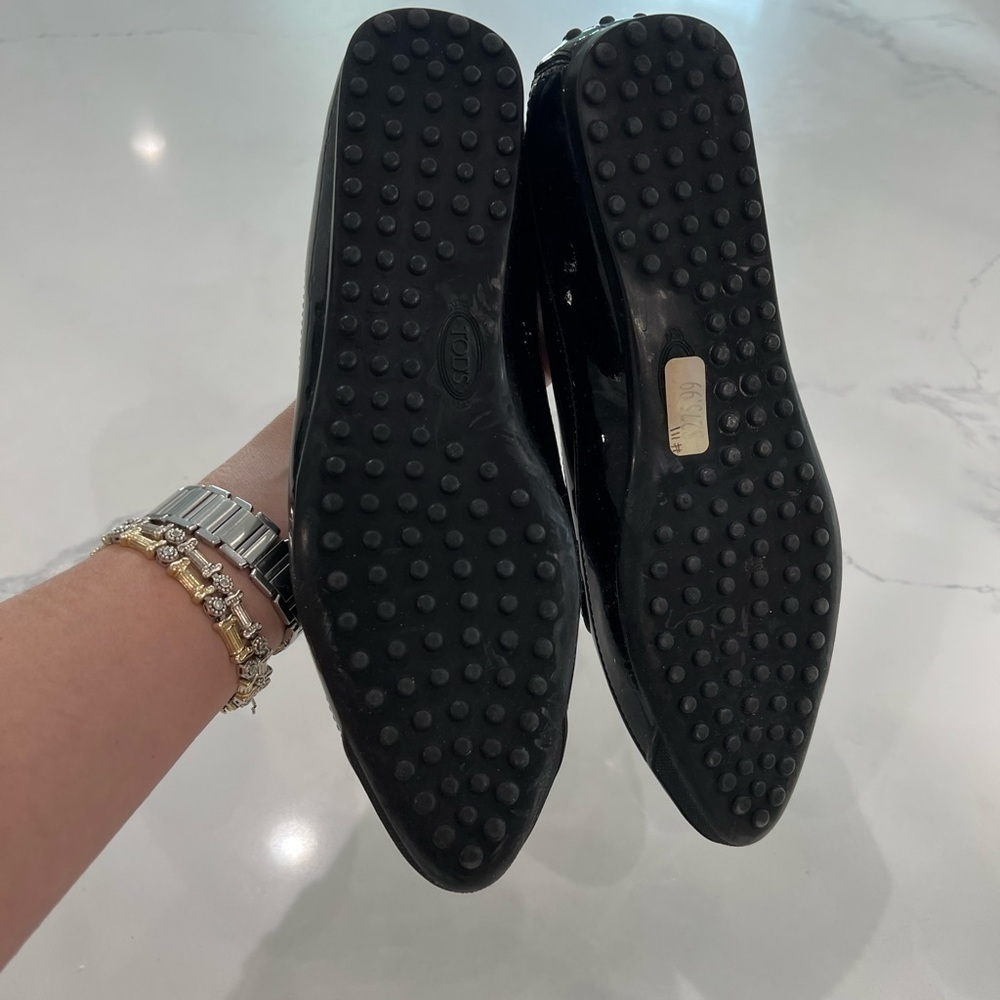 TOD’S black patent gominni leather driving moccasin loafers size 36.5 - Picture 8 of 10
